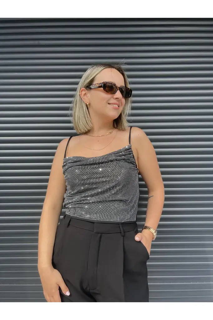 TAŞ BASKILI CROP TOP 20721