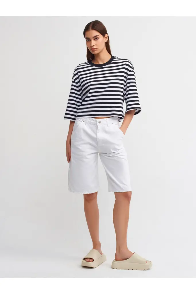 DİLVİN CROP BİSİKLET YAKA TİŞORT 30282