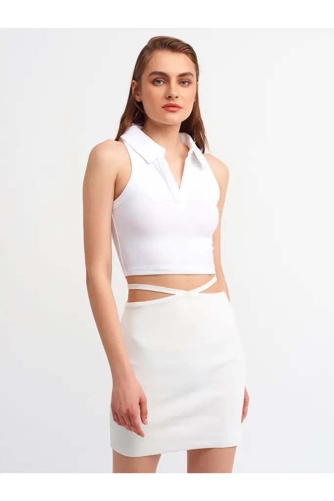 DİLVİN POLO YAKA CROP TOP 3699