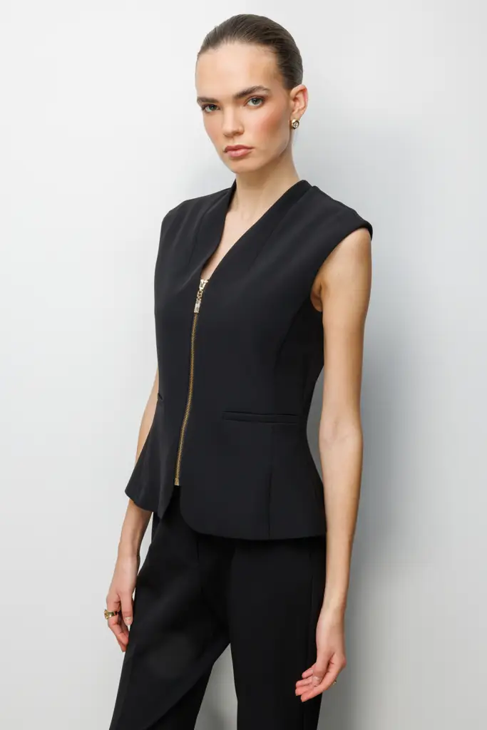 Ekol V Yaka Dikiş Detaylı Yelek  01010
