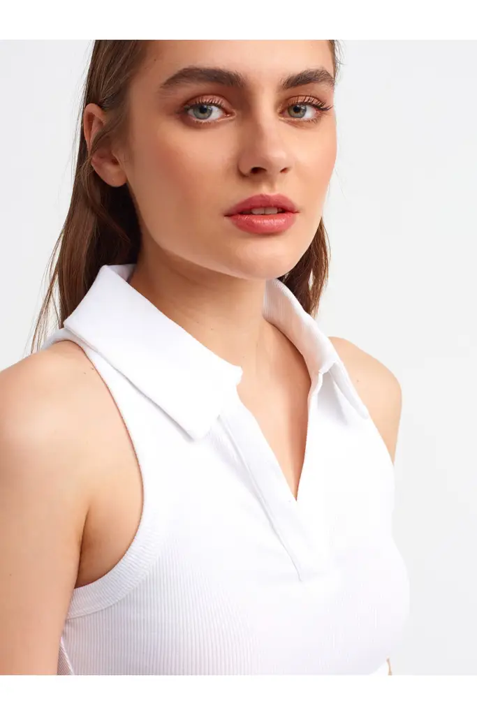 DİLVİN POLO YAKA CROP TOP 3699