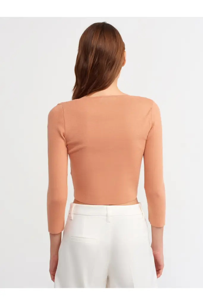 DİLVİN KARE YAKA CROP KAZAK 10177