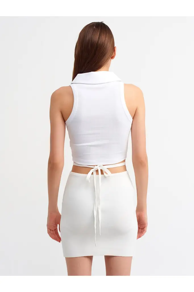 DİLVİN POLO YAKA CROP TOP 3699