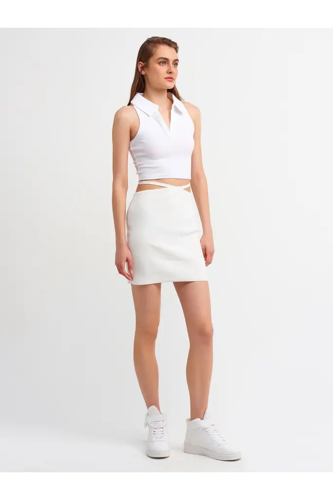 DİLVİN POLO YAKA CROP TOP 3699