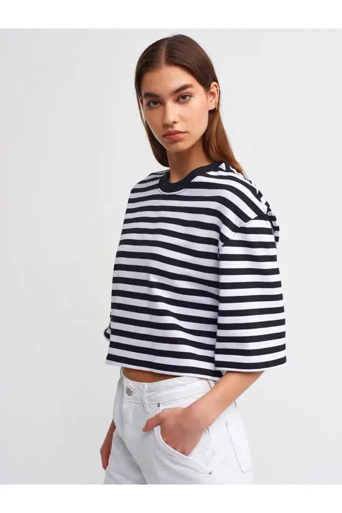 DİLVİN CROP BİSİKLET YAKA TİŞORT 30282