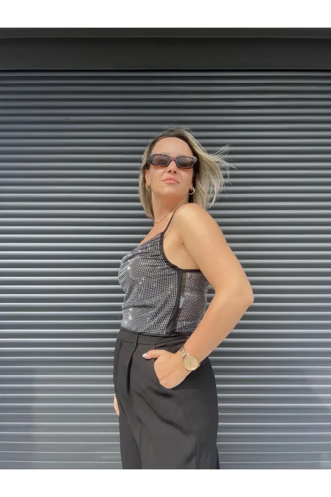 TAŞ BASKILI CROP TOP 20721
