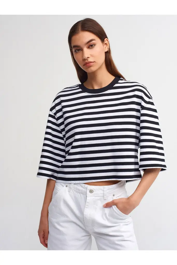 DİLVİN CROP BİSİKLET YAKA TİŞORT 30282