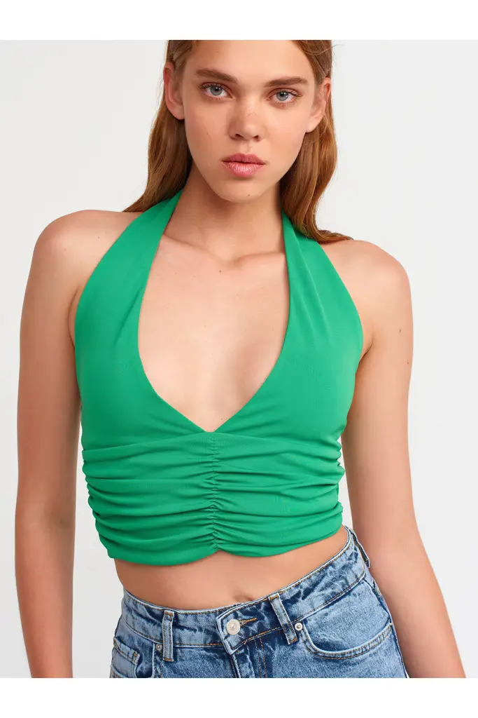 DİLVİN BÜZGÜ DETAYLI CROP TOP 20154