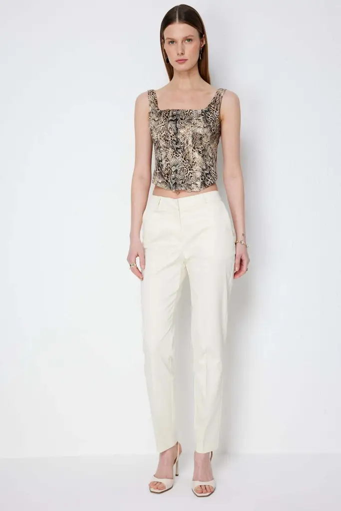 Ekol Kalın Askılı Korseli Crop Bluz 02062